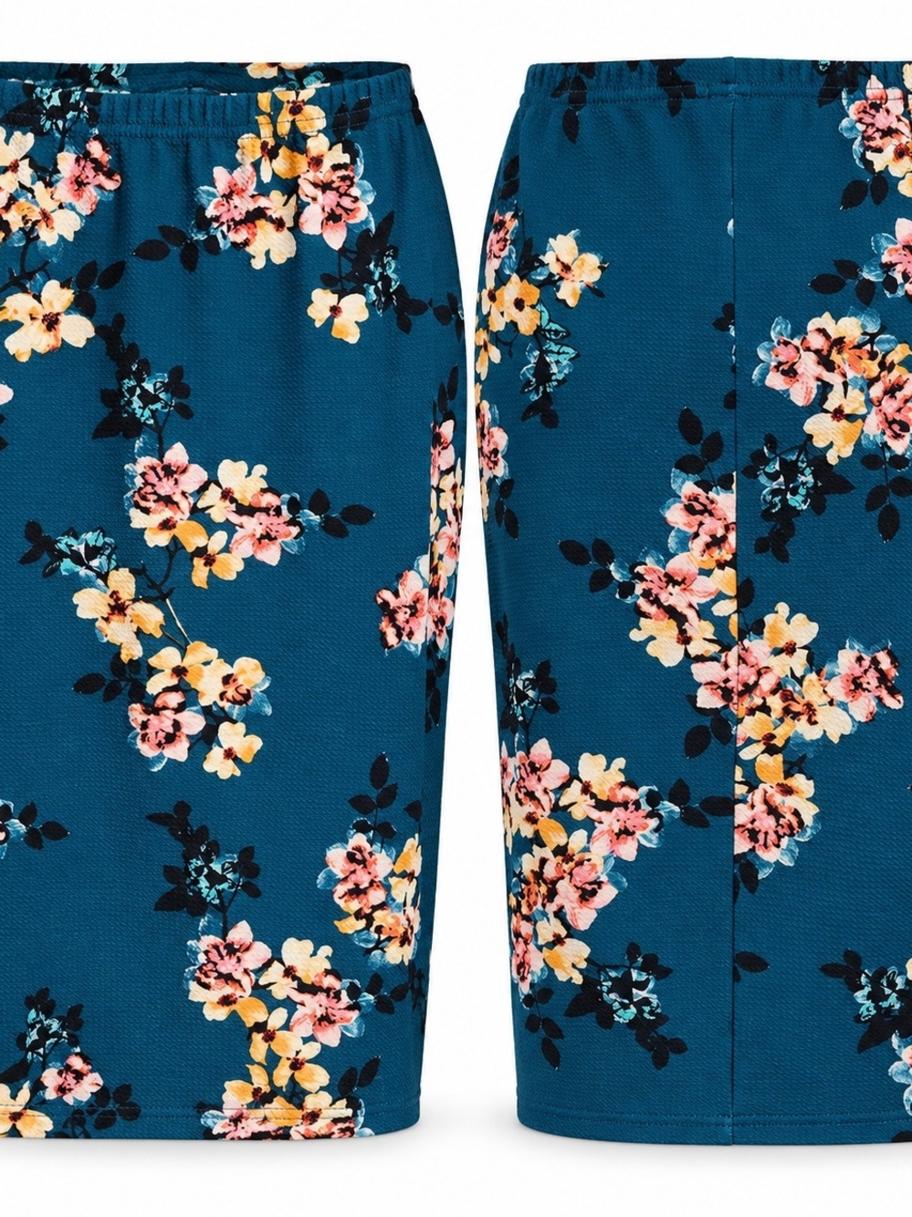 CLEO 2X Teal Floral Pencil Skirt | Romantic Boho Cottagecore
